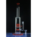 Double Red Cross Mega Tube Glass Smoking Water Pipe (ES-GB-579)